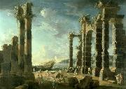Leonardo Coccorante Port of Ostia in Calm Weather painting
